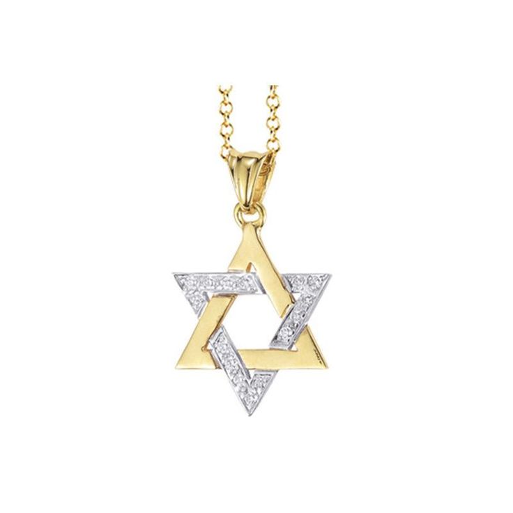 Diamond Star of David Necklace, 14K Gold
