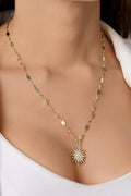14ct Gold Sun Charm on Bold Mirror Chain