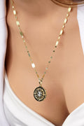 14ct Gold Sunburst Charm on Bold Mirror Link