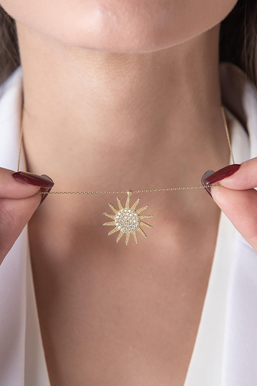 14ct Gold Large Sun Necklace