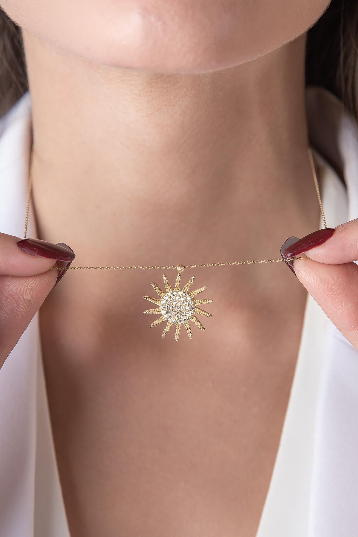 14ct Gold Large Sun Necklace