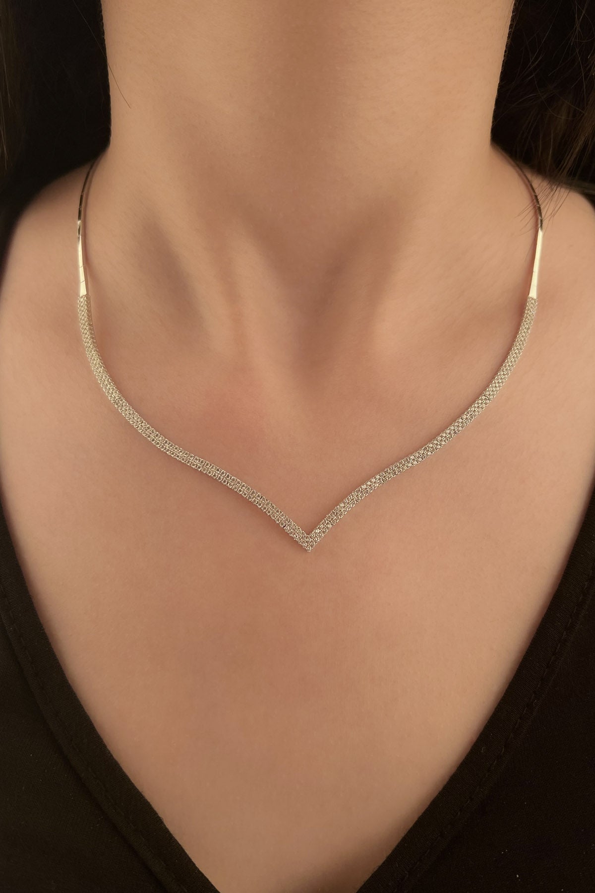 14ct Gold Tennis Necklace White
