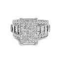 14K White Gold 2.0 Cttw Mixed-Cut Diamond Rectangle Invisible-Set Composite Cluster Ring with Bar- and Channel-Set Band (H-I Color, SI2-I1 Clarity)
