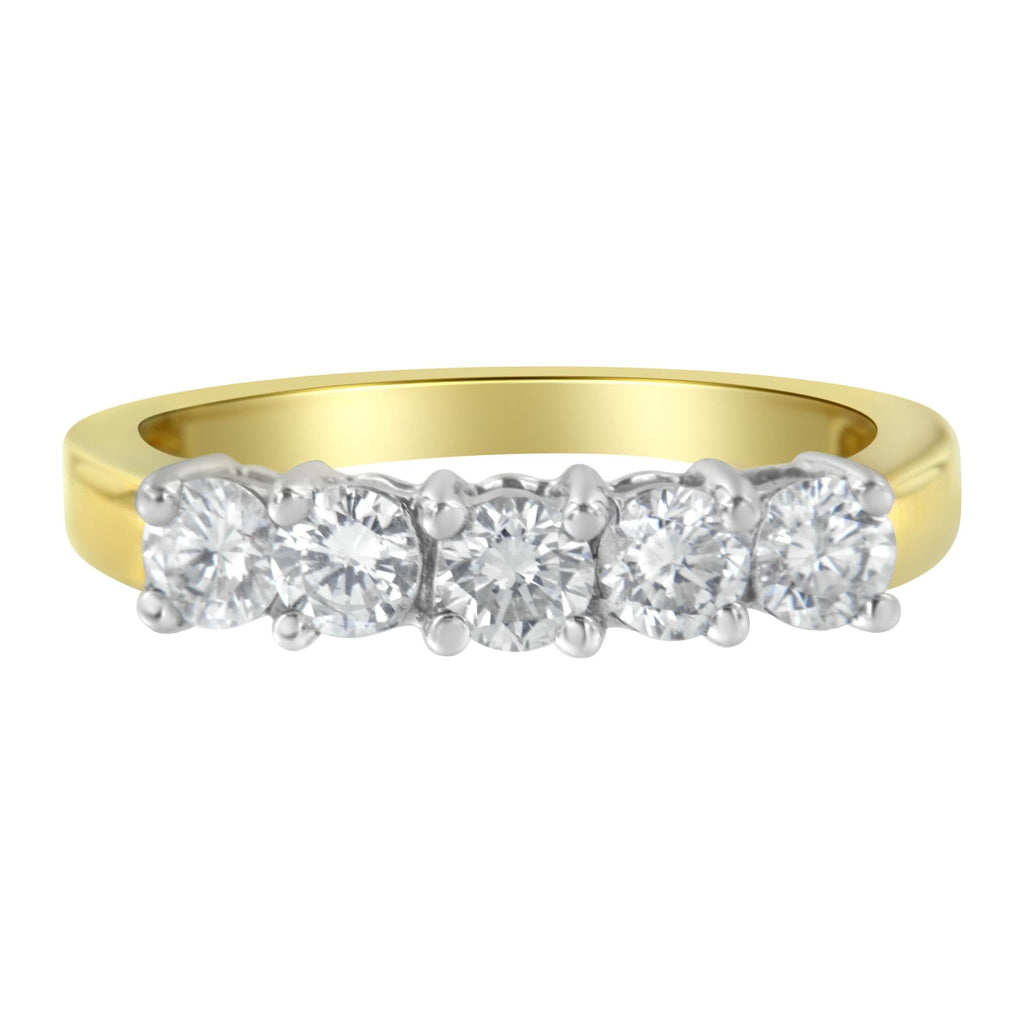 14KT Two Toned Gold 5 Stone Diamond Ring (1 cttw, H-I Color, SI1-SI2 Clarity)