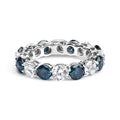 14K White Gold 6 1/4 Cttw Alternating Lab-Grown White and Natural Treated Blue Diamond Eternity Band Ring