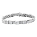 18K White Gold 5.0 Carat Princess Diamond Buckle Link Bracelet