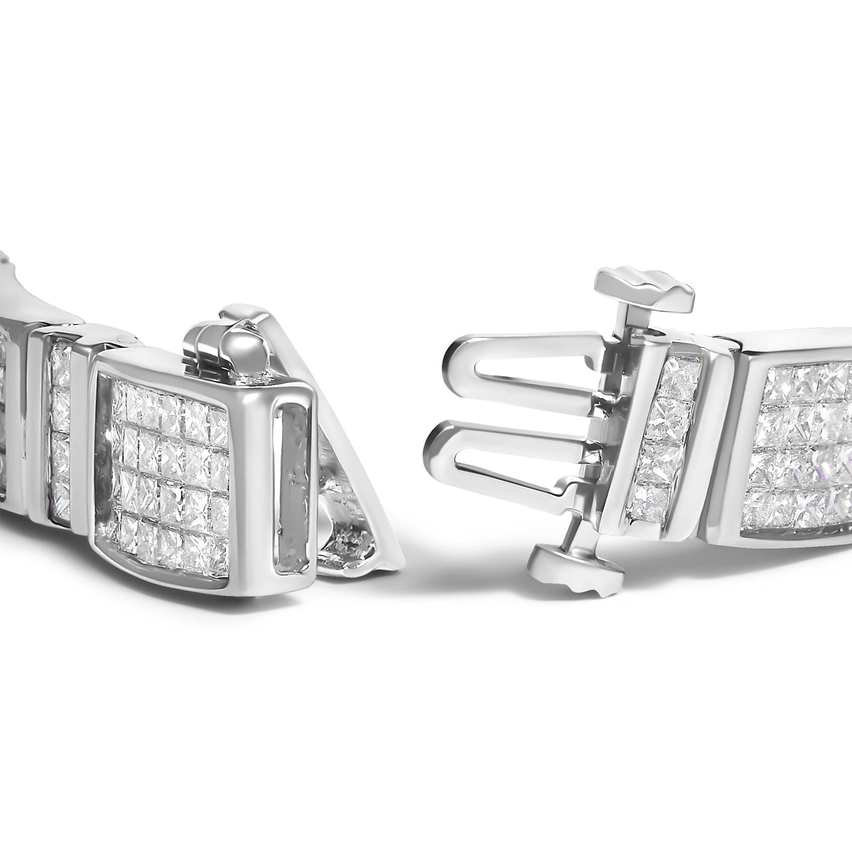 14K White Gold 7.0 Cttw Princess Cut Diamond 7" Alternating Vertical and Horizontal Rectangular Link Tennis Bracelet (H-I Color, SI2-I1 Clarity)