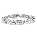 14K White Gold 4.0 Cttw Invisble Set Princess-Cut Diamond Wave Style Link Bracelet (H-I Color, SI2-I1 Clarity) - 7"