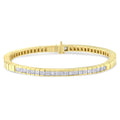 14K Yellow Gold 1-1/10 Cttw Princess & Baguette Cut Diamond 7" Alternating Stone Eternity Tennis Bracelet (G-H Color, VS1-VS2 Clarity)