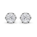 14K White Gold 2.0 Cttw Round Cut Prong-Set Diamond Crown Stud Earring (I-J Color, I1-I2 Clarity)