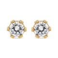 14K Yellow Gold 2.0 Cttw Round Diamond Crown Stud Earrings (I-J Color, I1-I2 Clarity)