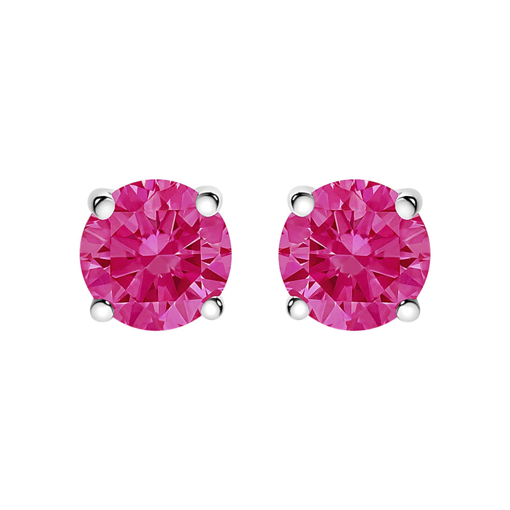 14K Gold 1.0 Cttw Round Lab Grown Pink Diamond Solitaire Stud Earrings