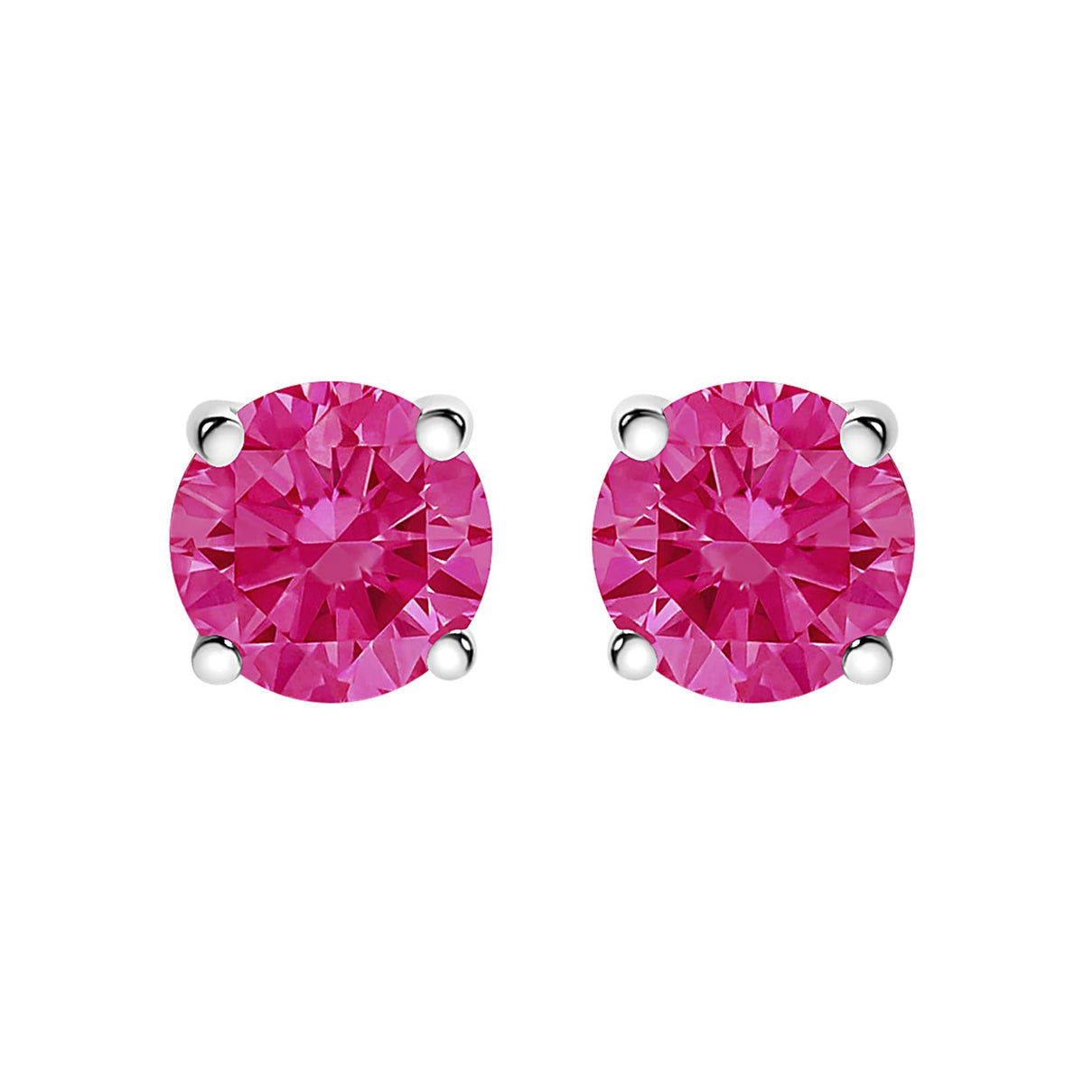 14K Gold 1.0 Cttw Round Lab Grown Pink Diamond Solitaire Stud Earrings