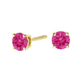 14K Gold 1.0 Cttw Round Lab Grown Pink Diamond Solitaire Stud Earrings