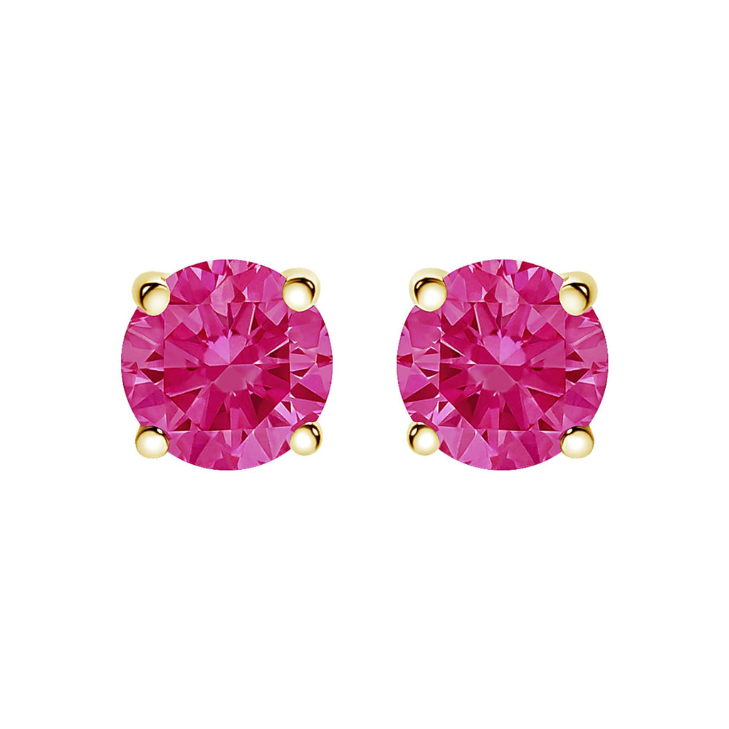 14K Gold 1.0 Cttw Round Lab Grown Pink Diamond Solitaire Stud Earrings