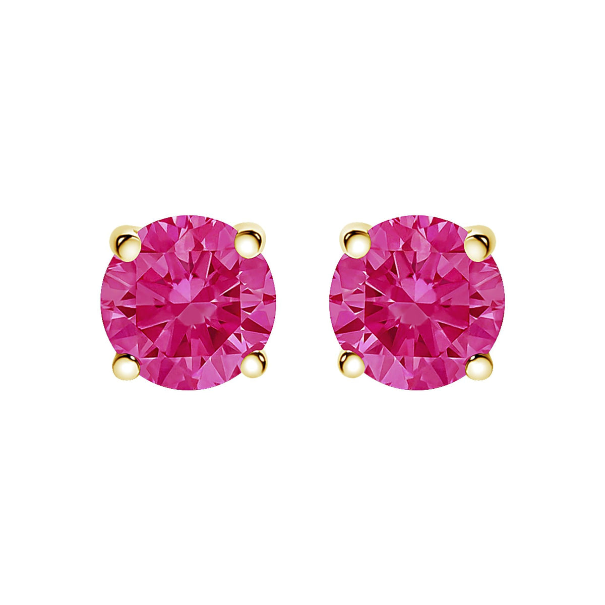 14K Gold 1.0 Cttw Round Lab Grown Pink Diamond Solitaire Stud Earrings