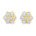 14K Yellow Gold 1.0 Cttw Diamond Flower Earring (J-K Color, I1-I2 Clarity)