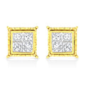 14K Yellow Gold Princess Cut Diamond Square Stud Earrings