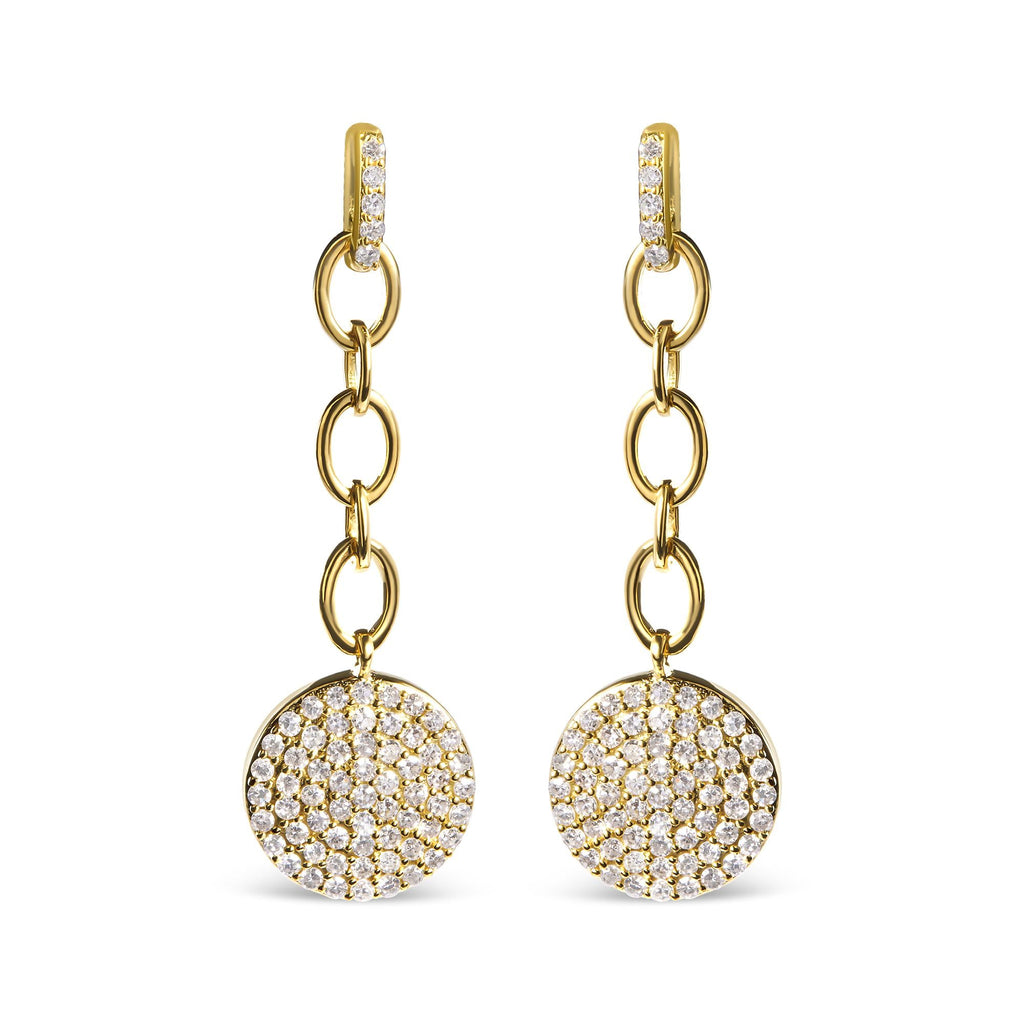 14K Yellow Gold 1.0 Cttw Diamond Chain Cluster Dangle Chain Earrings (I-J Color, I1-I2 Clarity)