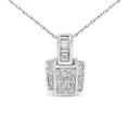 14K White Gold 2 1/5 Cttw Princess Cut Composite Diamond Pendant with Diamond Bale Pendant Necklace (H-I Color,SI1-SI2 Clarity) - NO CHAIN INCLUDED