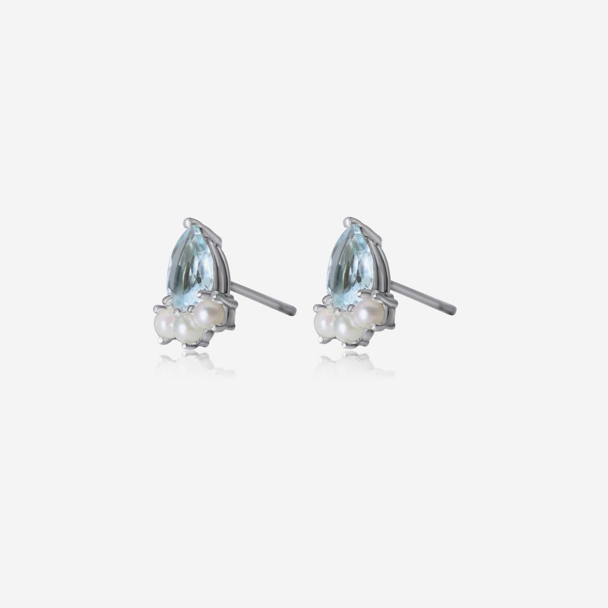 Aquamarine & Pearl Earrings | 14K Gold