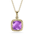 Cushion-Cut Gemstone Pendant, 14K Gold