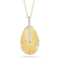 Hammered Teardrop Diamond Pendant, 14K Gold