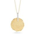 Hammered Disc Diamond Pendant, 14K Gold — 22 mm