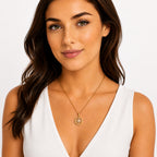 Diamond Compass Pendant, 14K Gold