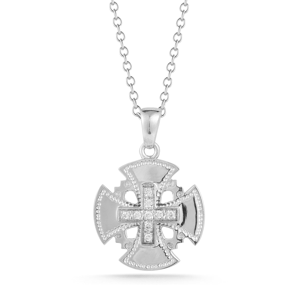 Diamond Jerusalem Cross Pendant, 14K Gold — 0.09 ct