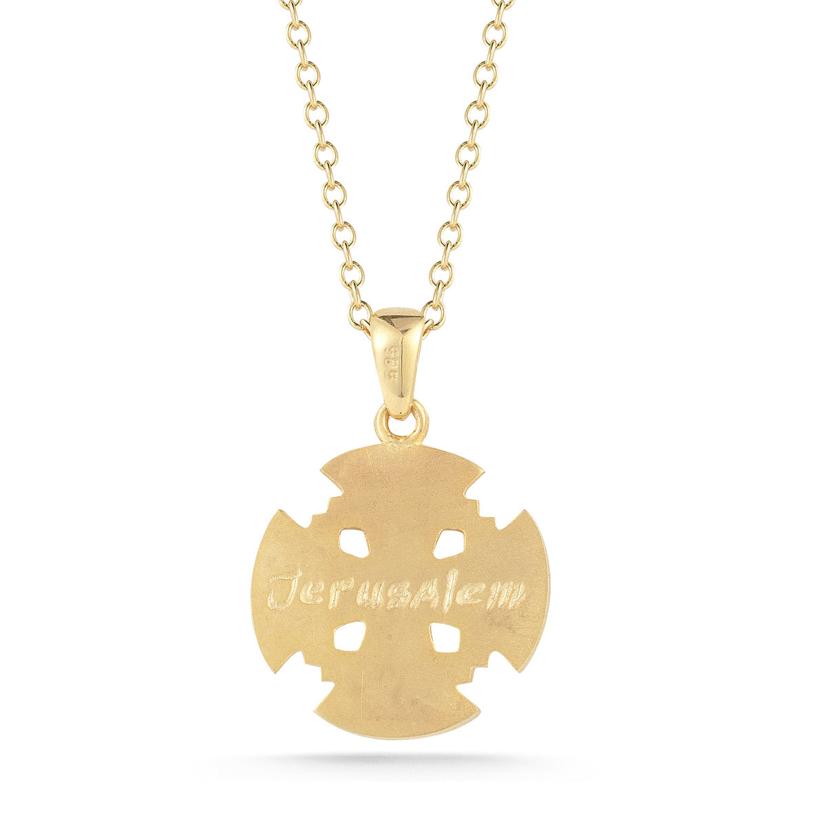 Diamond Jerusalem Cross Pendant, 14K Gold — 0.09 ct