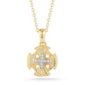 Petite Diamond Jerusalem Cross Pendant, 14K Yellow Gold