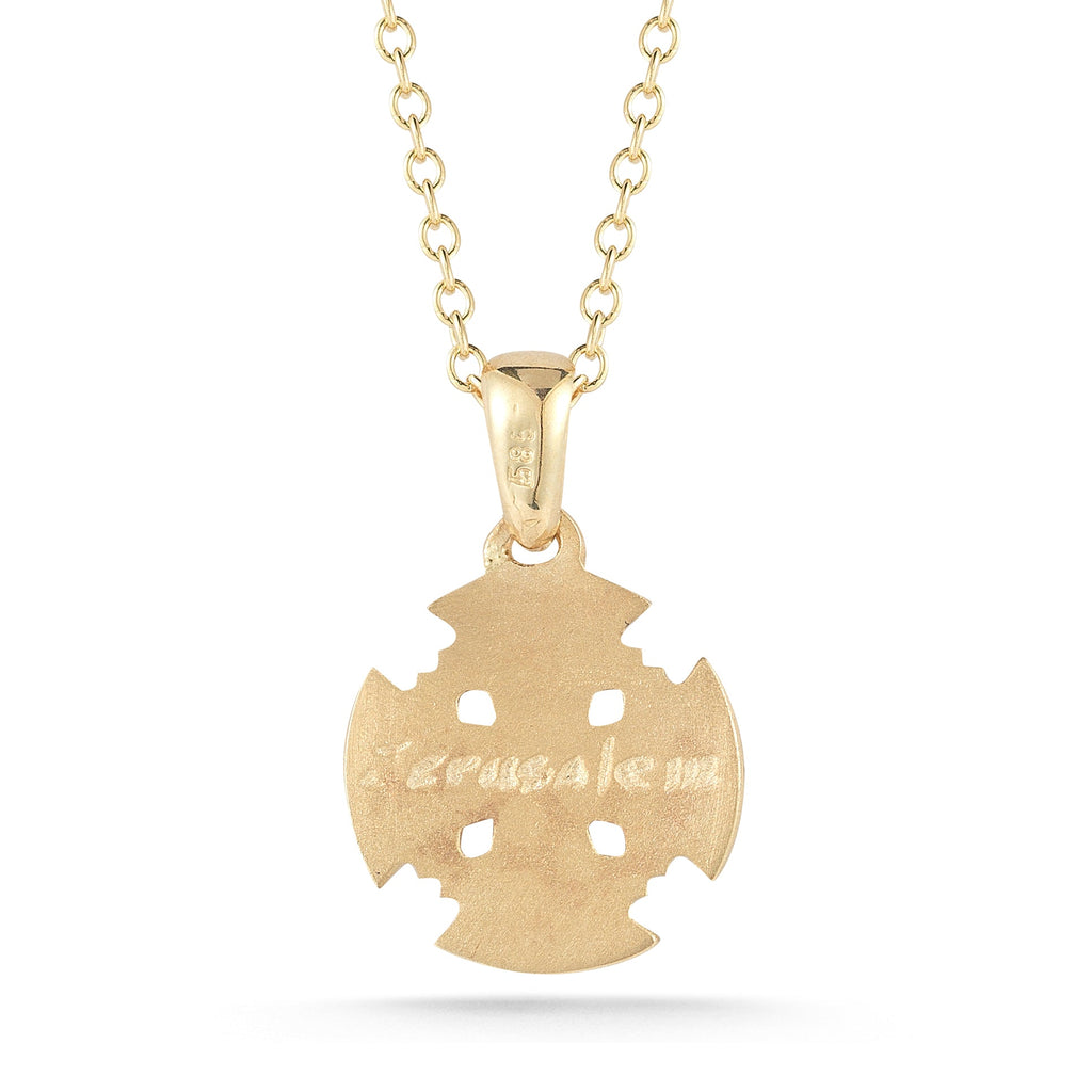 Petite Diamond Jerusalem Cross Pendant, 14K Yellow Gold