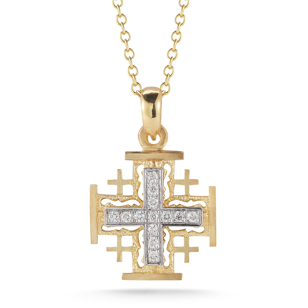 Diamond Jerusalem Cross Pendant, 14K Yellow Gold — 0.16 ct