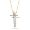 Double Cross Diamond Pendant, 14K Yellow Gold