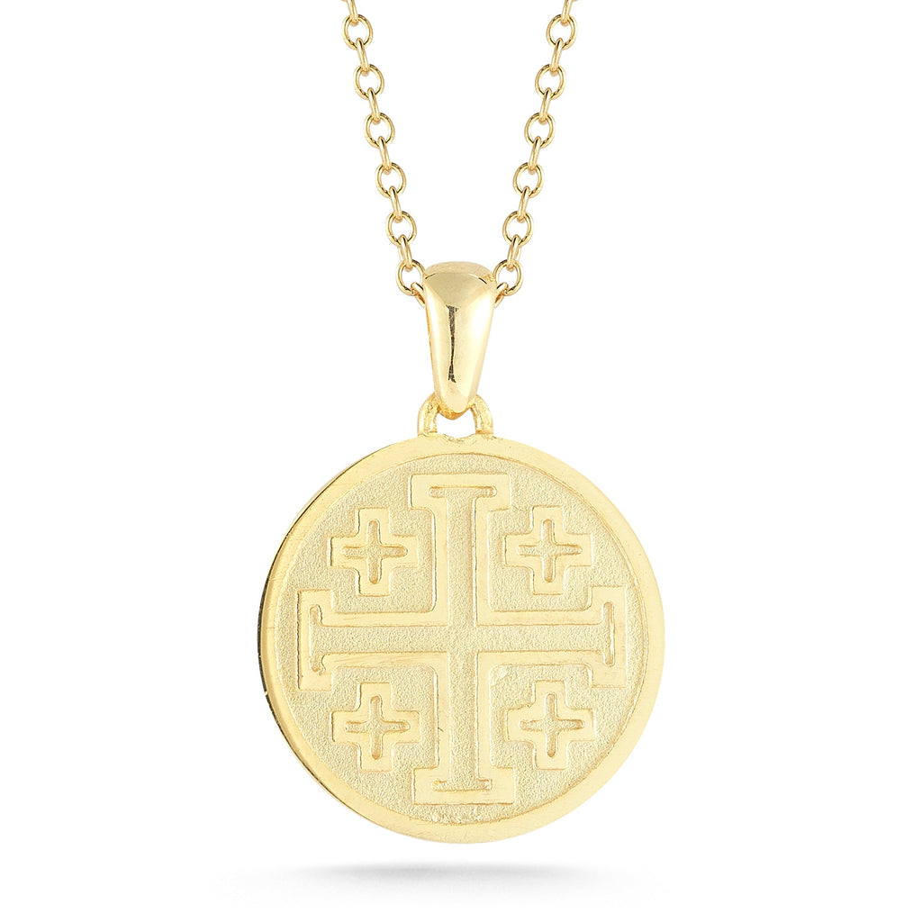 Jerusalem Cross Coin Pendant, 14K Yellow Gold