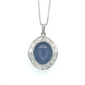 Sapphire Star and Diamond Pendant in 18K White Gold - KGP 20949