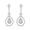 18K White Gold 1 1/4 Cttw Round Diamond Openwork Teardrop-Shaped Dangle Earrings (F-G Color, VS1-VS2 Clarity)