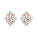 18K Rose Gold 8 1/3 Cttw Floral Diamond Cluster Omega Earrings