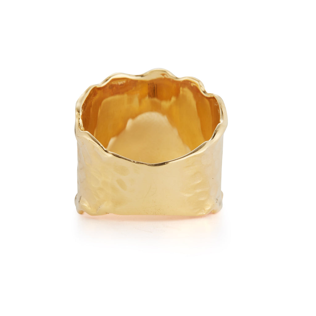 Hammered Scallop Cuff Ring, 14K Gold
