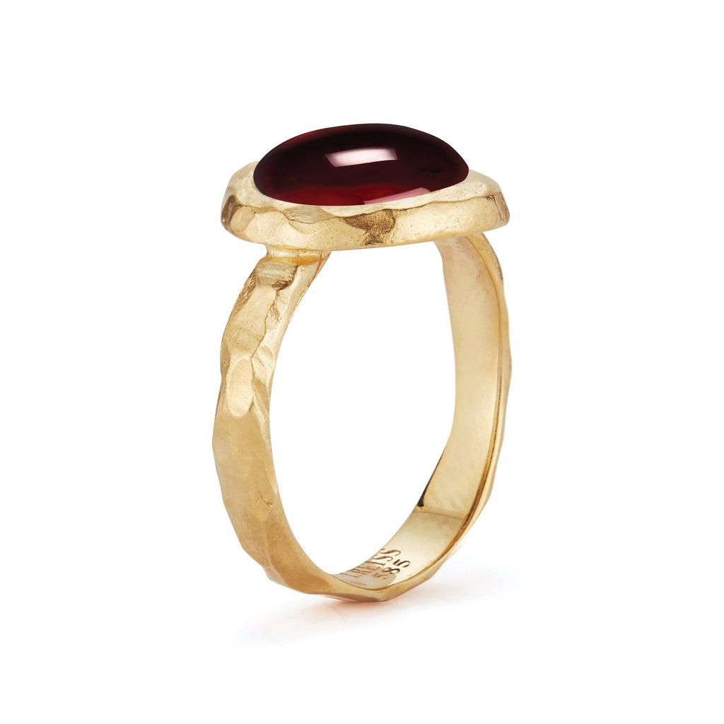 Cabochon Garnet Cocktail Ring, 14K Gold