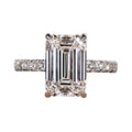 AGI Certified 7.35 CTW Emerald Cut Lab Grown Diamond Pave Engagement Ring in 14K White Gold