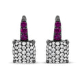 Black Rhodium Plated 18K White Gold 7/8 Cttw Round Diamond and Graduated Red Ruby Drop Earrings (F-G Color, VS1-VS2 Clarity)