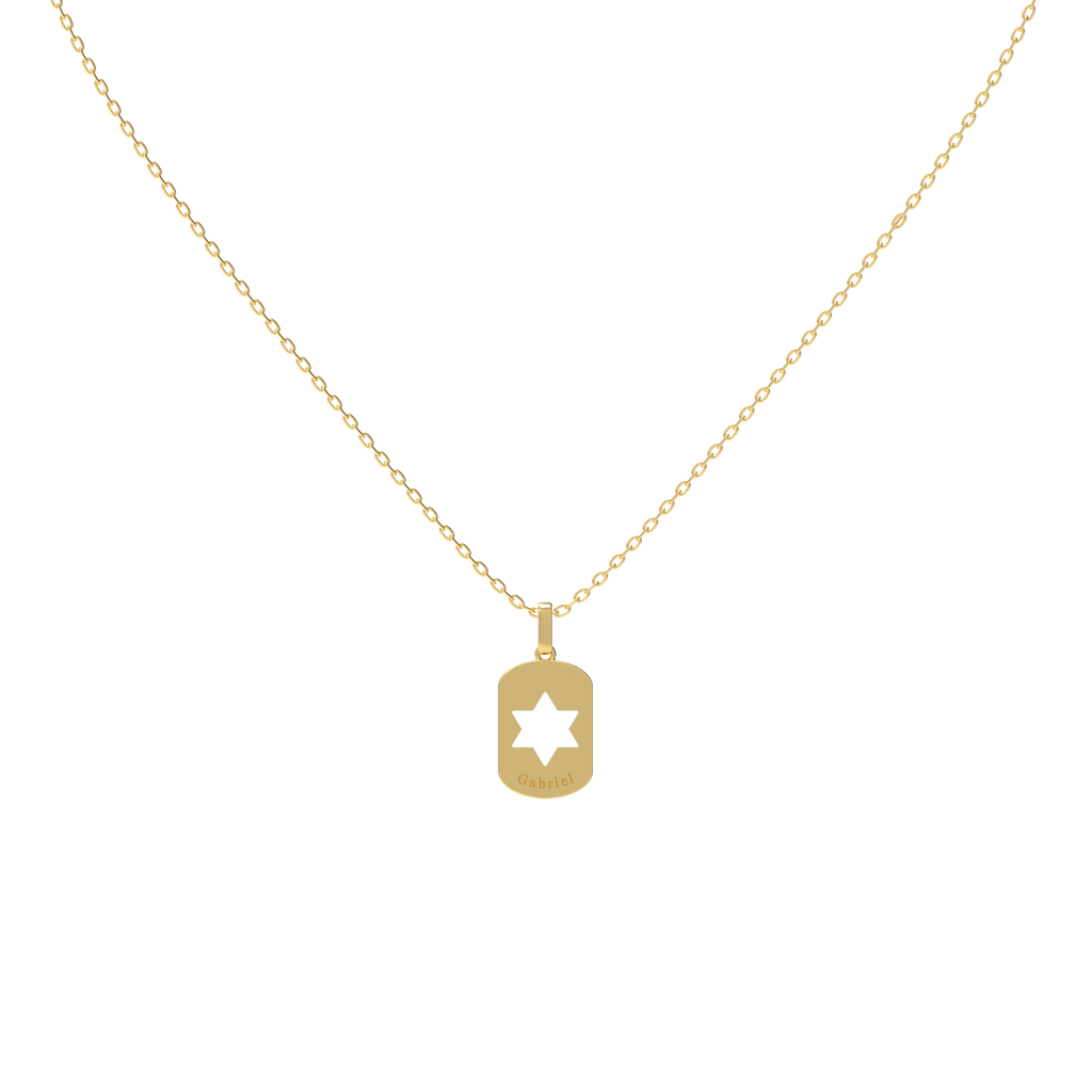 Personalized Dog Tag Pendant, 14K Gold