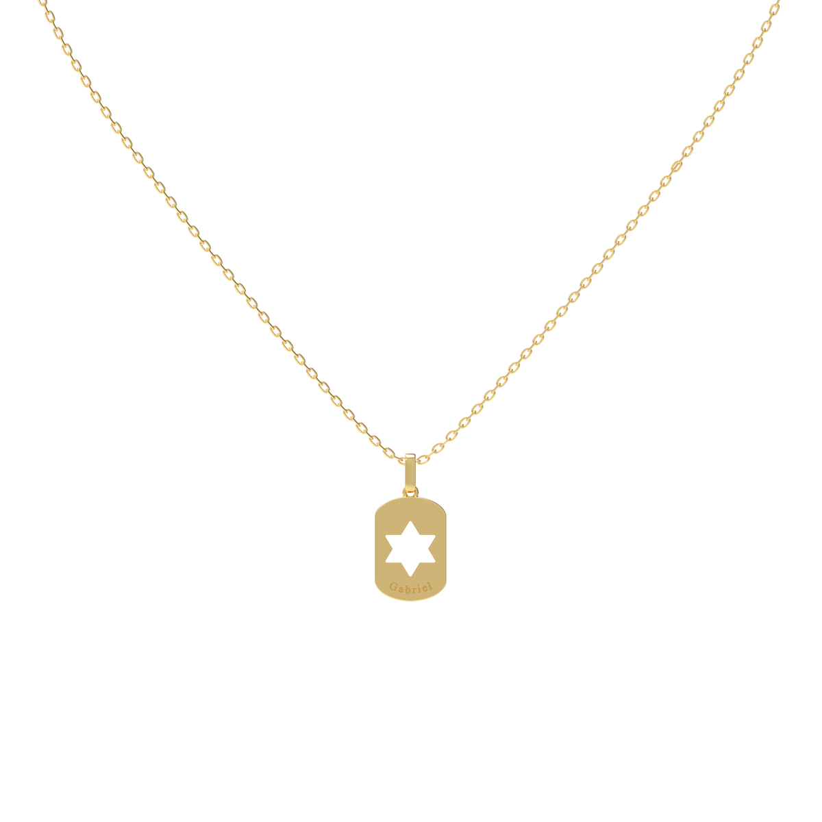 Personalized Dog Tag Pendant, 14K Gold
