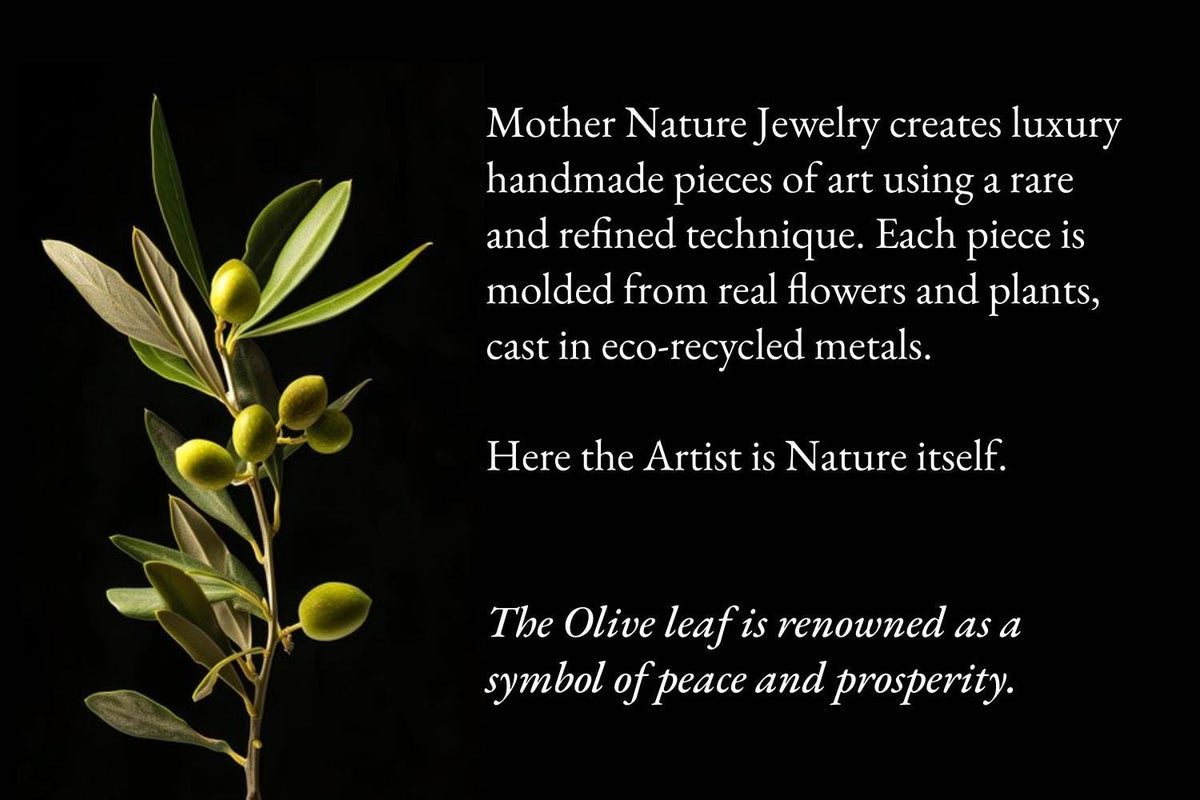 Solid Gold Olive Leaf Necklace, Handmade Nature Jewelry, Organic Tree Pendant, Gift for Luck & Prosperity, Real Gold (9K, 14K, 18K)